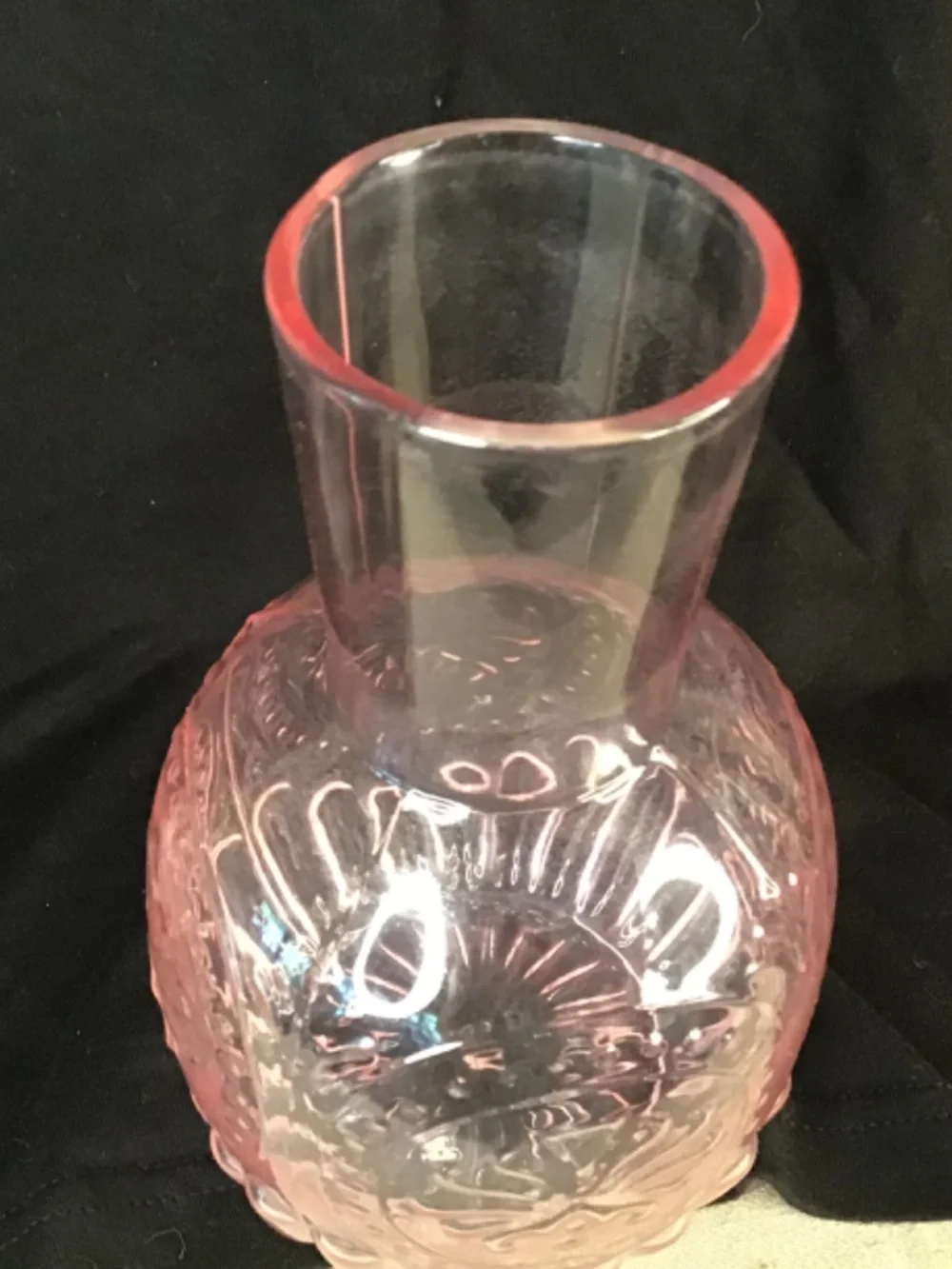 Pink Bedside Water Carefe & Glass Set. Crystal Night Pitcher & Tumbler Bathroom